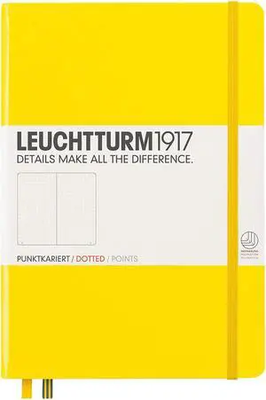 Leuchtturm1917 Medium A5 Dotted Hardcover Notebook (Lemon) - 249 Numbered Pages