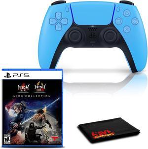 PlayStation 5 DualSense Wireless Controller Starlight Blue with The Nioh Collection and 6Ave Cleaning Cloth