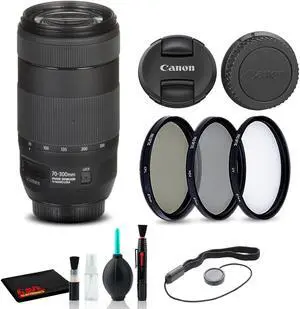 Canon EF 70-300mm f/4-5.6 IS II USM Lens (0571C002) + Filter + Cap Keep + More
