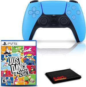 PlayStation 5 DualSense Wireless Controller (Starlight Blue) with Just Dance 2021 and 6Ave Cleaning Cloth