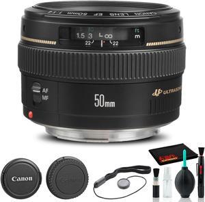 Canon EF 50mm f/1.4 USM Lens (2515A003) + Filter Kit + Lens Pouch + More