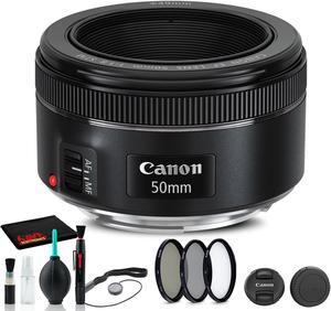 Canon EF 50mm f/1.8 STM Lens (0570C002) + Filter Kit + Cap Keeper Base Bundle