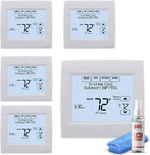 5-Pack Honeywell VisionPRO 8000 Thermostat - White + LCD Cleaner
