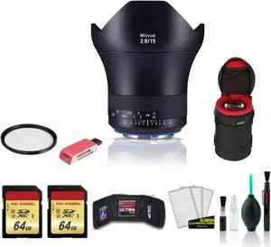 Zeiss Milvus 15mm f/2.8 ZE Lens for Canon EF - 2111-790 - Kit with 2x 64GB Memory Card