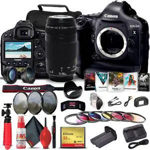 Canon EOS-1D X DSLR Camera (Body) (5253B002) + Canon Lens Bundle