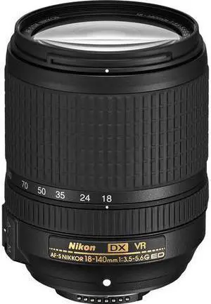 Nikon Nikkor 18 mm - 140 mm f/3.5 - 5.6 Zoom Lens for Nikon F-bayonet - 67 mm Attachment - 0.23x Magnification - 7.8x Optical Zoom - Optical IS - SWM