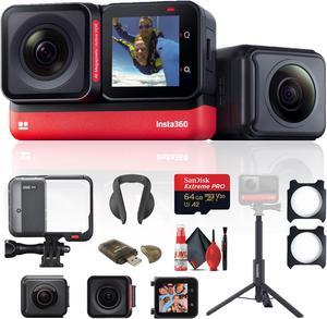 Insta360 ONE RS Twin Edition + Selfie Stick + Lens Guard + 64GB Card Starter Bundle