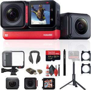 Insta360 ONE RS Twin Edition + Selfie Stick + Lens Guard + 64GB Card Pro Bundle
