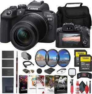 Canon EOS R10 Mirrorless Camera W/ 18-150mm Lens + 2 x 64GB TOUGH Card + More