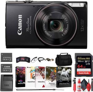 Canon PowerShot ELPH 360 HS Digital Camera + 64GB Card + Battery + Case + More