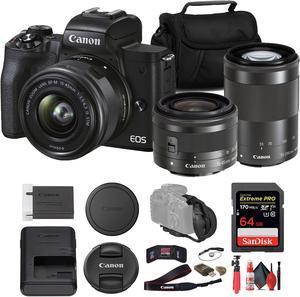 Canon EOS M50 Mark II Mirrorless Digital Camera Bundle + 15-45mm Lens  (Black) - 4728C006