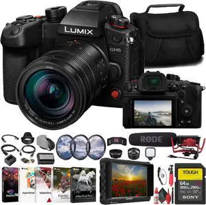 Panasonic Lumix GH6 Mirrorless Camera W/ 12-60mm f/2.8-4 Lens + 4K Monitor + More