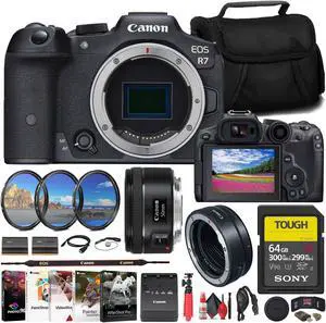 Canon EOS R7 Mirrorless Camera + Canon EF 50mm Lens + 64GB TOUGH Card + More
