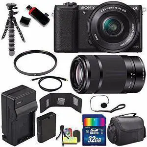 Sony Alpha a5100 Mirrorless Digital Camera with 16-50mm Lens (Black) + Sony E 55-210mm f/4.5-6.3 OSS E-Mount Lens 32GB B
