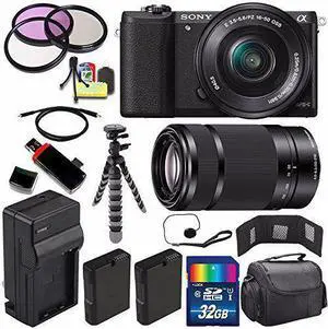 Sony Alpha a5100 Mirrorless Digital Camera with 16-50mm Lens (Black) + Sony E 55-210mm f/4.5-6.3 OSS E-Mount Lens 32GB B