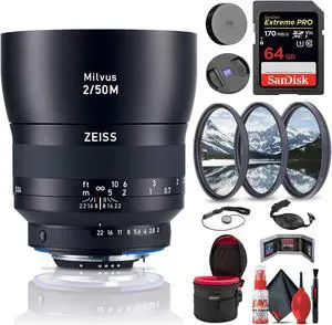 Zeiss Milvus 50mm f/2M ZF.2 Lens for Nikon F (2096-558) Deluxe Bundle