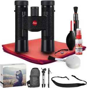 Leica 10x25 Ultravid BR Binocular (Black Rubber)  - Exclusive Outdoors Binoculars Kit