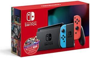 Nintendo Switch w Neon Blue  Neon Red JoyCon  Mario Kart 8 Deluxe Full Game Download  3 Month Switch Online Individual Membership