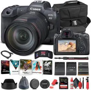 Canon EOS R5 Mirrorless Camera W/ 24-105mm f/4L Lens 4147C013 - Basic Bundle
