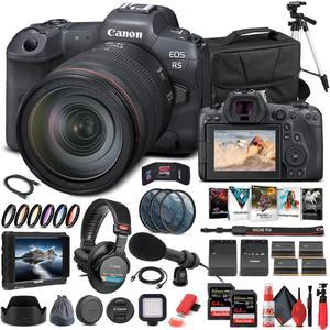 Canon EOS R5 Mirrorless Camera W 24105mm f4L Lens 4147C013  Pro Bundle