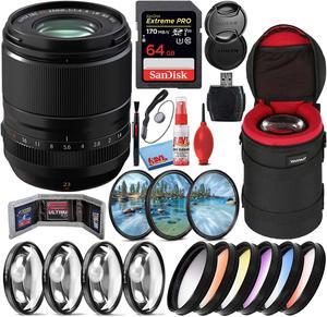 Fujifilm Fujinon XF 23mm f/1.4 R LM WR Prime Lens + 64GB SD Card Bundle