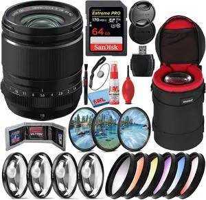 Fujifilm Fujinon XF 18mm f/1.4 R LM WR Prime Lens + 64GB SD Card Bundle