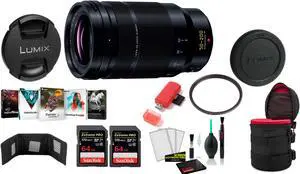 Panasonic Leica DG Vario-Elmarit 50-200mm f/2.8-4 ASPH. POWER O.I.S. Lens with 2x 64 Memory Cards and More (International Model)