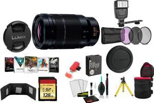 Panasonic Leica DG Vario-Elmarit 50-200mm f/2.8-4 ASPH. POWER O.I.S. Lens with 128GB Memory Card and More (International Model)