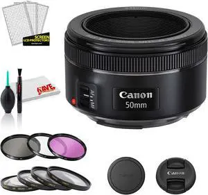 Canon EF 50mm f/1.8 STM Lens (International Model) Bundle with Filter Kits