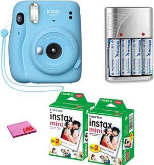 Fujifilm Instax Mini 11 Instant Film Camera (Blue) with 40 White Films