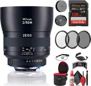 Zeiss Milvus 50mm f/2M ZF.2 Lens for Nikon F (2096-558) Advanced Bundle