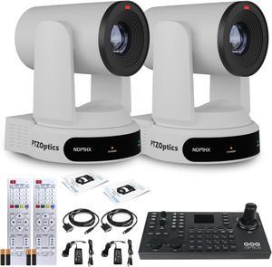 2 x PTZOptics Move 4K PTZ Camera with 30x Zoom (White) (PT30X-4K-WH-G3) + SuperJoy PTZ Controller