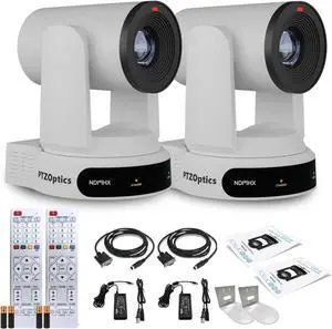 2 x PTZOptics Move 4K PTZ Camera with 30x Zoom (White) (PT30X-4K-WH-G3) + 2 x Wall Mount