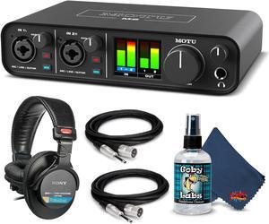 MOTU M2 2x2 USB-C Audio Interface Bundle with Headphone, XLR Cables, and 6Ave Cleaning Kit