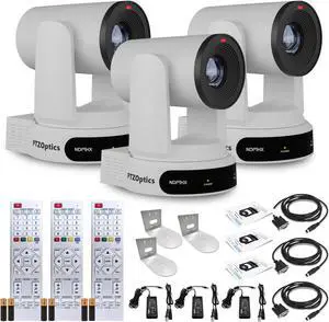 3 x PTZOptics Move 4K PTZ Camera with 30x Zoom (White) (PT30X-4K-WH-G3) + 3 x Wall Mount