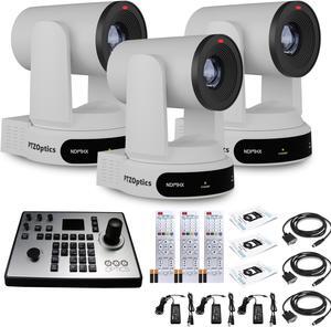 3 x PTZOptics Move 4K PTZ Camera with 30x Zoom (White) (PT30X-4K-WH-G3) + PT-JOY-G4 Controller
