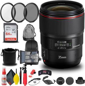 Canon EF 35mm f/1.4L II USM Lens + Filter + BackPack + 64GB Card + More