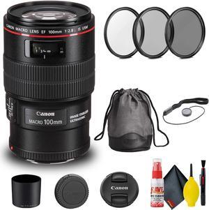 Canon EF 100mm f/2.8L Macro IS USM Lens (3554B002) + Filter Kit Basic Bundle