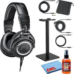 Audio-Technica ATH-M60X On-Ear Dynamic Studio Monitor Headphones with Pouch, Cleaning Kit, and 1-Year Extended Warranty