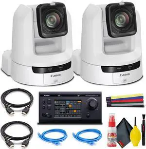 2 x Canon CR-N300 4K NDI PTZ Camera with 20x Zoom - Dual Bundle With Remote