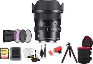Sigma 24mm f/2 DG DN Contemporary Lens for Sony E with 128GB Memory Card and Filter Kit