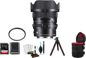 Sigma 24mm f/2 DG DN Contemporary Lens for Sony E with 64GB Memory Card and UV Filter