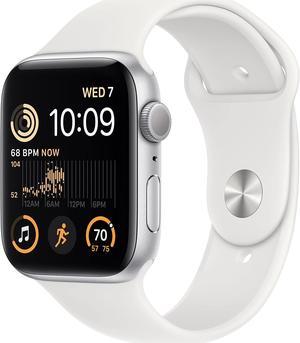 Refurbished Apple Watch SE 2nd Gen GPS 44mm Smart Watch with Silver Aluminum Case  White Sport Band  SM