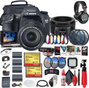 Canon EOS 7D DSLR Camera with 18-135mm Kit (3814B016) + 4K Monitor + Canon EF 50