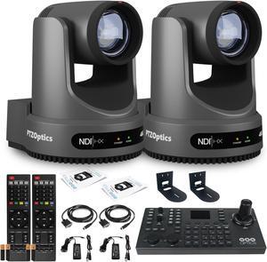 2 x PTZOptics Move 4K PTZ Camera with 12x Zoom (Gray) (PT12X-4K-GY-G3) + SuperJoy PTZ Controller + 2 x Wall Mount