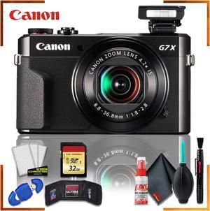 Canon PowerShot G7 X Mark II Digital Camera (Intl Model) + 32gb Memory SD Card Bundle + Cleaning Kit