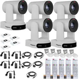 5 x PTZOptics Move 4K PTZ Camera with 30x Zoom (White) (PT30X-4K-WH-G3) + 5 x Wall Mount