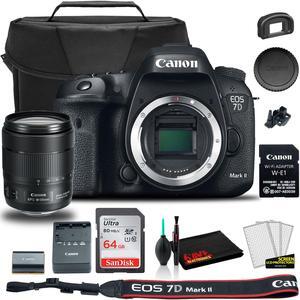 Canon EOS 7D Mark II DSLR Camera with 18-135mm f/3.5-5.6 IS USM Lens & W-E1 Wi-Fi Adapter (9128B135) +  EOS Bag +  Sandisk Ultra 64GB Card