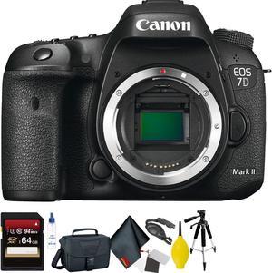 Canon EOS 7D Mark II DSLR Camera Body Only  64GB Memory Card  Mega Accessory Kit  1 Year Warranty