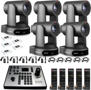 5 x PTZOptics Move 4K PTZ Camera with 30x Zoom (Gray) (PT30X-4K-GY-G3) + PT-JOY-G4 Controller